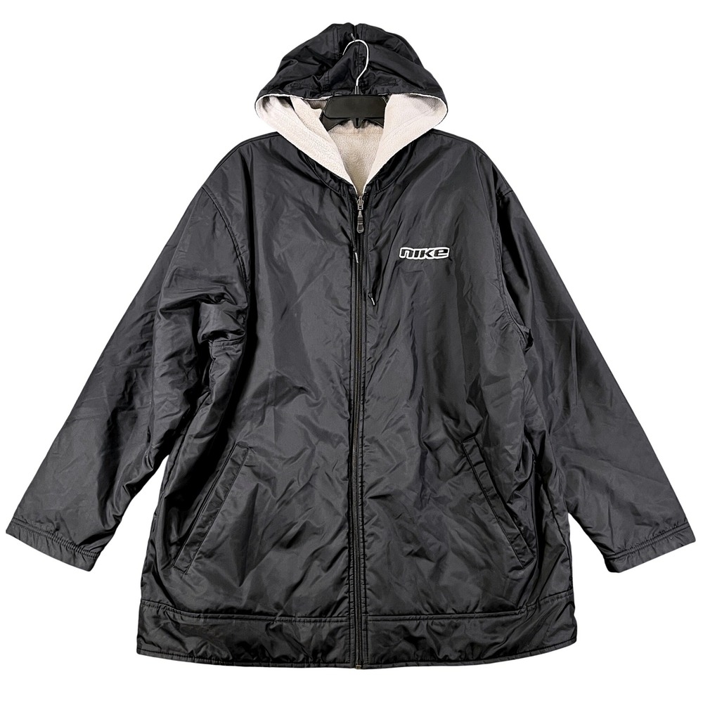 Vintage Y2K Nike Reversible Stadium Jacket Mens L Fleece Hooded Parka Swoosh